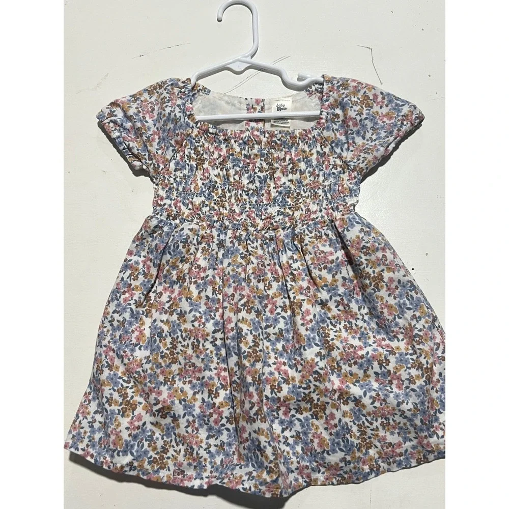 Baby Floral Smocked Summer Cute Dress with Bloomers 18M Blue Pink Cotton Airy